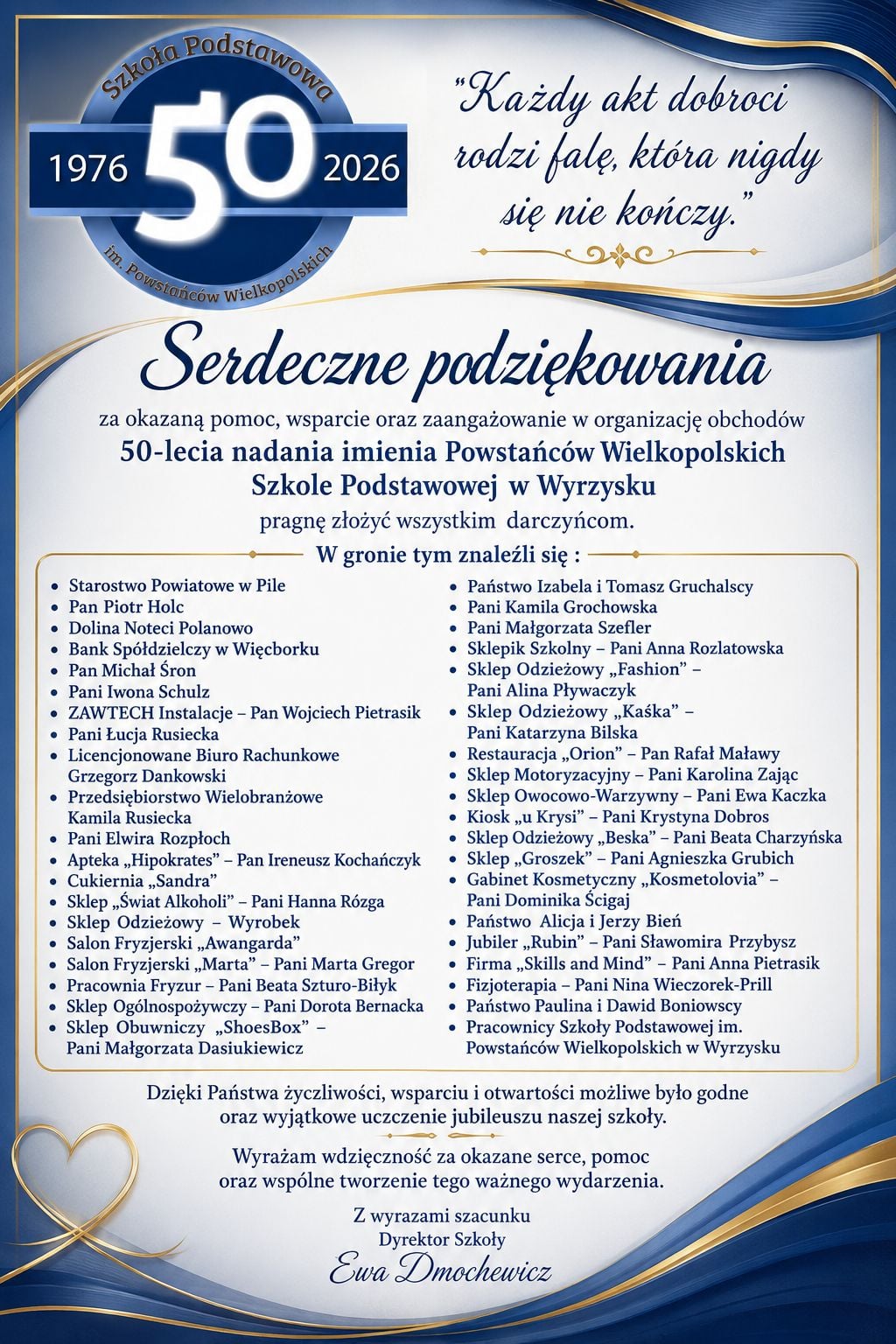 Dziękujemy za okazaną pomoc